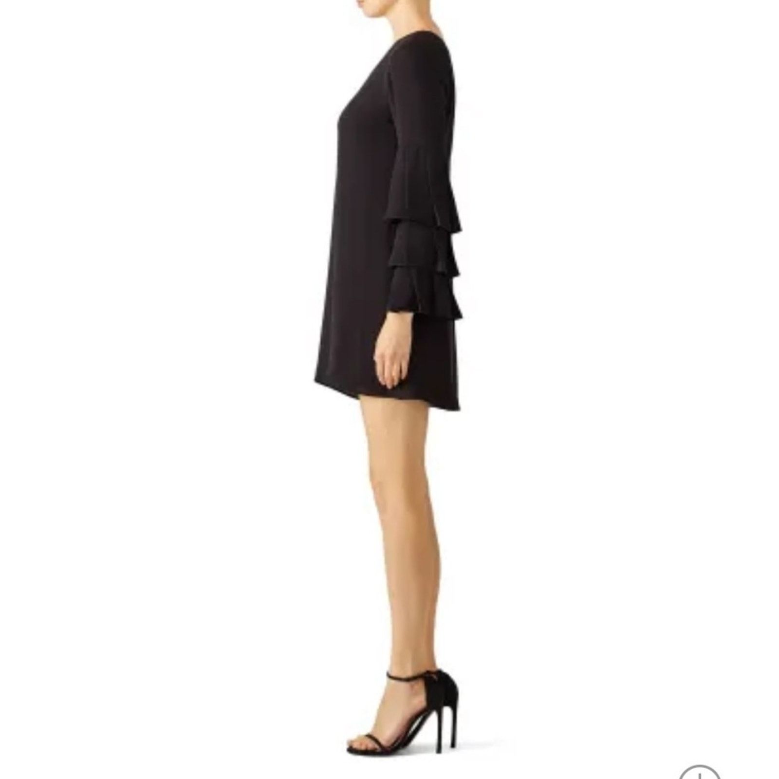 Bailey 44 Black Cocktail Dress Silk Bell Tiered Ruffle Sleeve Size M / US 6-8 / IT 42-44 - 5 Thumbnail