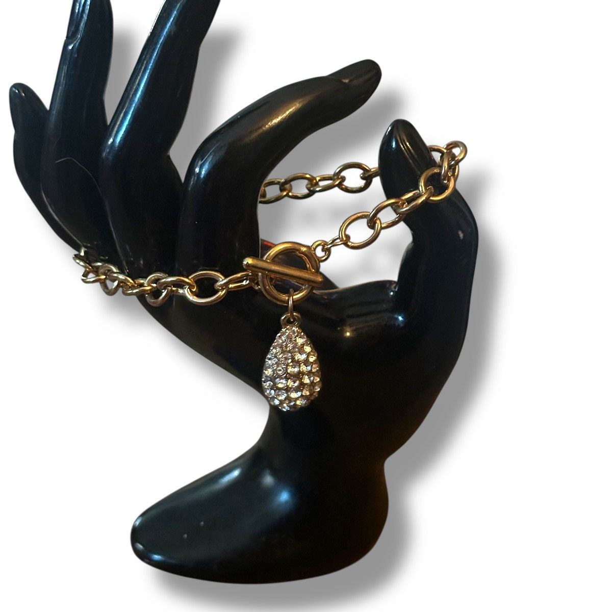Other Gold tone pave teardrop charm toggle bracelet Size ONE SIZE - 2 Thumbnail