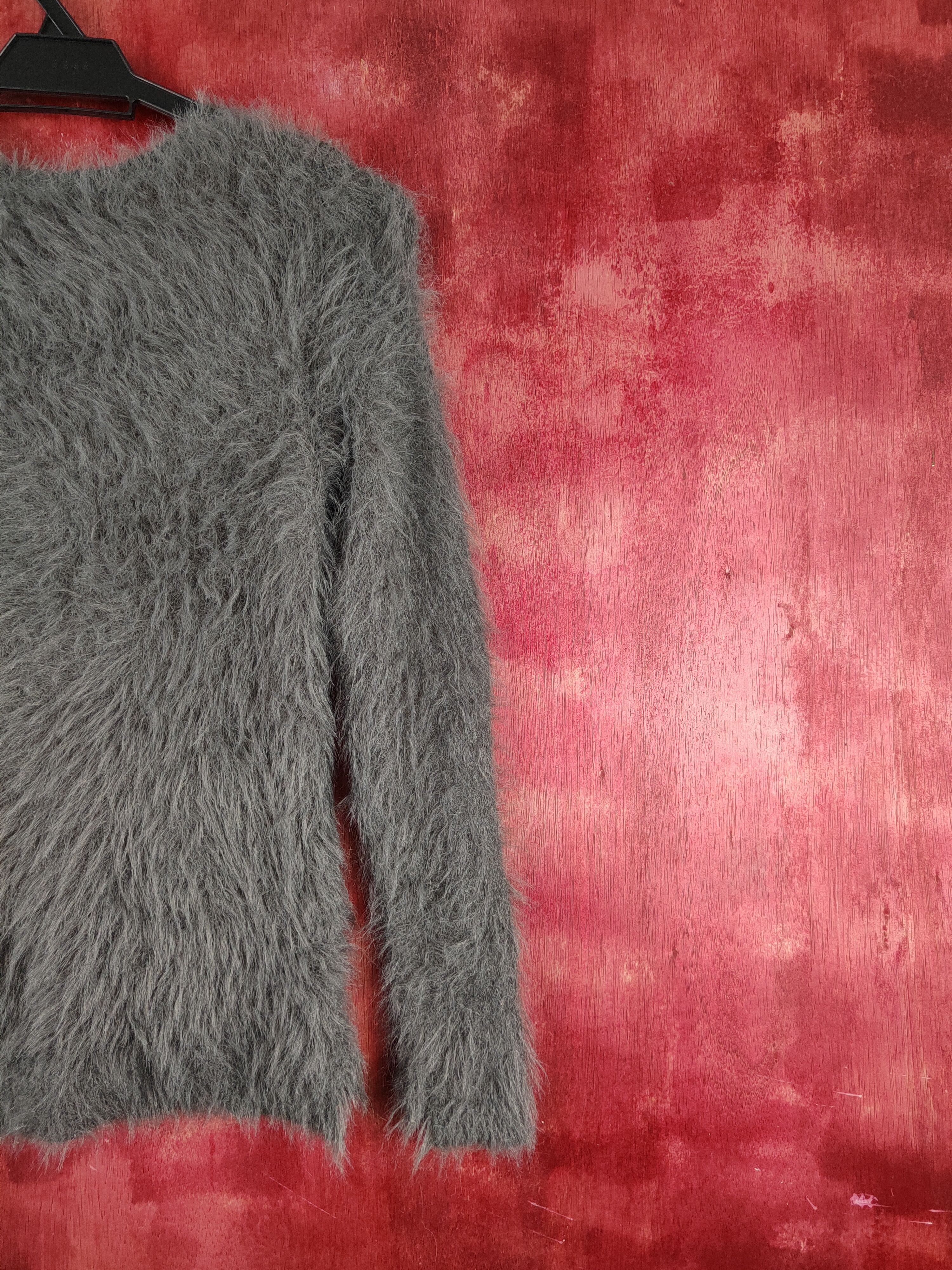 Aran Isles Knitwear H&M Dark Gray Shag Shaggy Fur Mohair Knitwear #S2023 Size S / US 4 / IT 40 - 10 Thumbnail