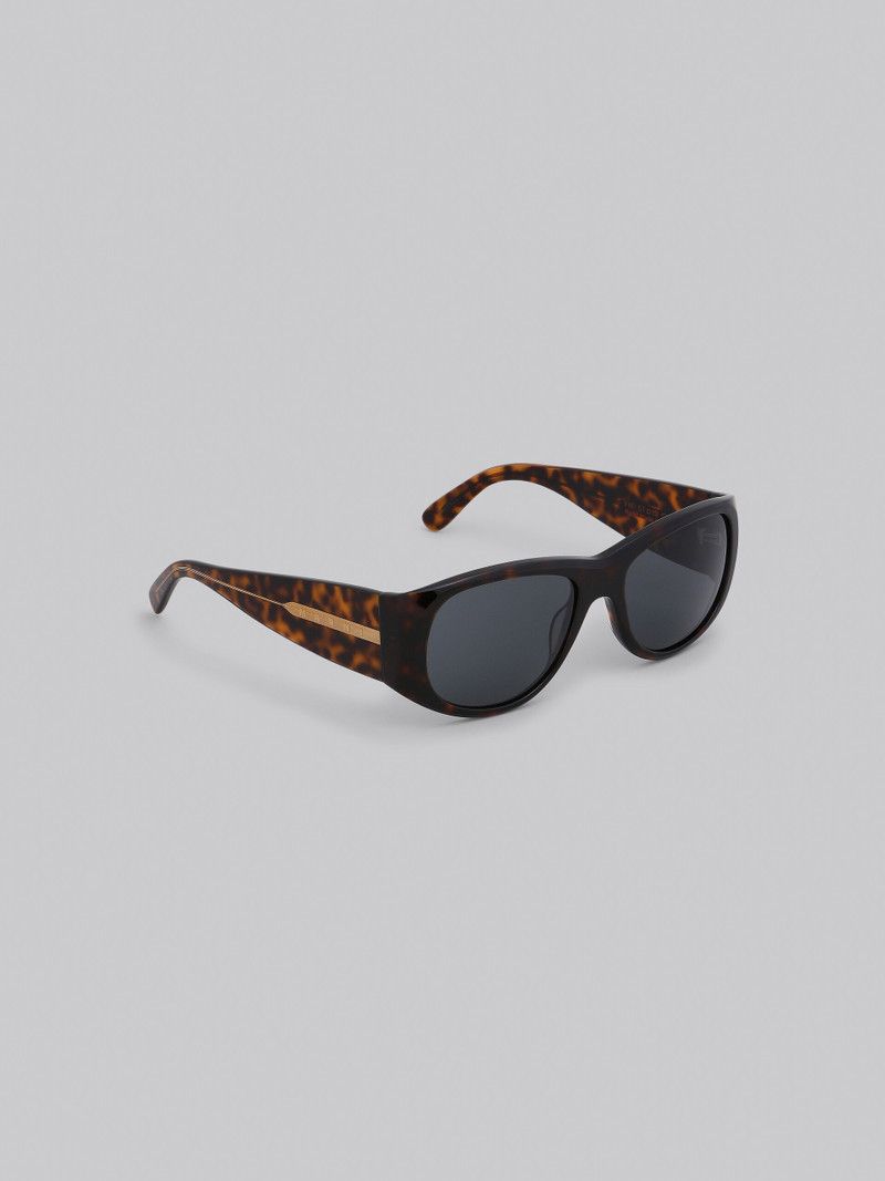 Marni o1w1db11125 Size :OS /Logo Acetate Wrap Sunglasses in Brown Size ONE SIZE - 3 Thumbnail