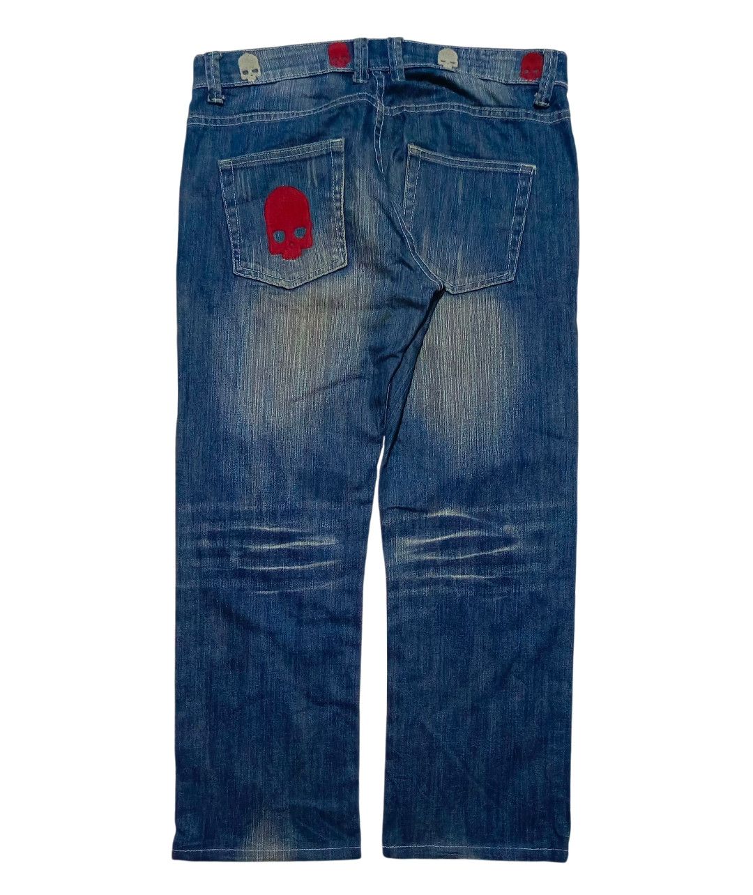 Designer CRAZY CYBER GRUNGE SKULL JEANS HYDROGEN STYLE BAGGY SKATER Size US 34 / EU 50 - 2 Thumbnail