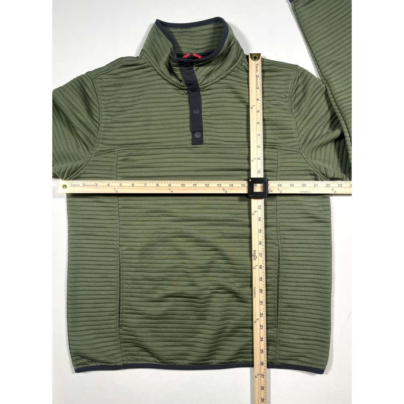 Vintage Gerry Sweatshirt Mens Large Green Fleece Quarter Snap Pullover Ribbed Textured Size US L / EU 52-54 / 3 - 4 Thumbnail
