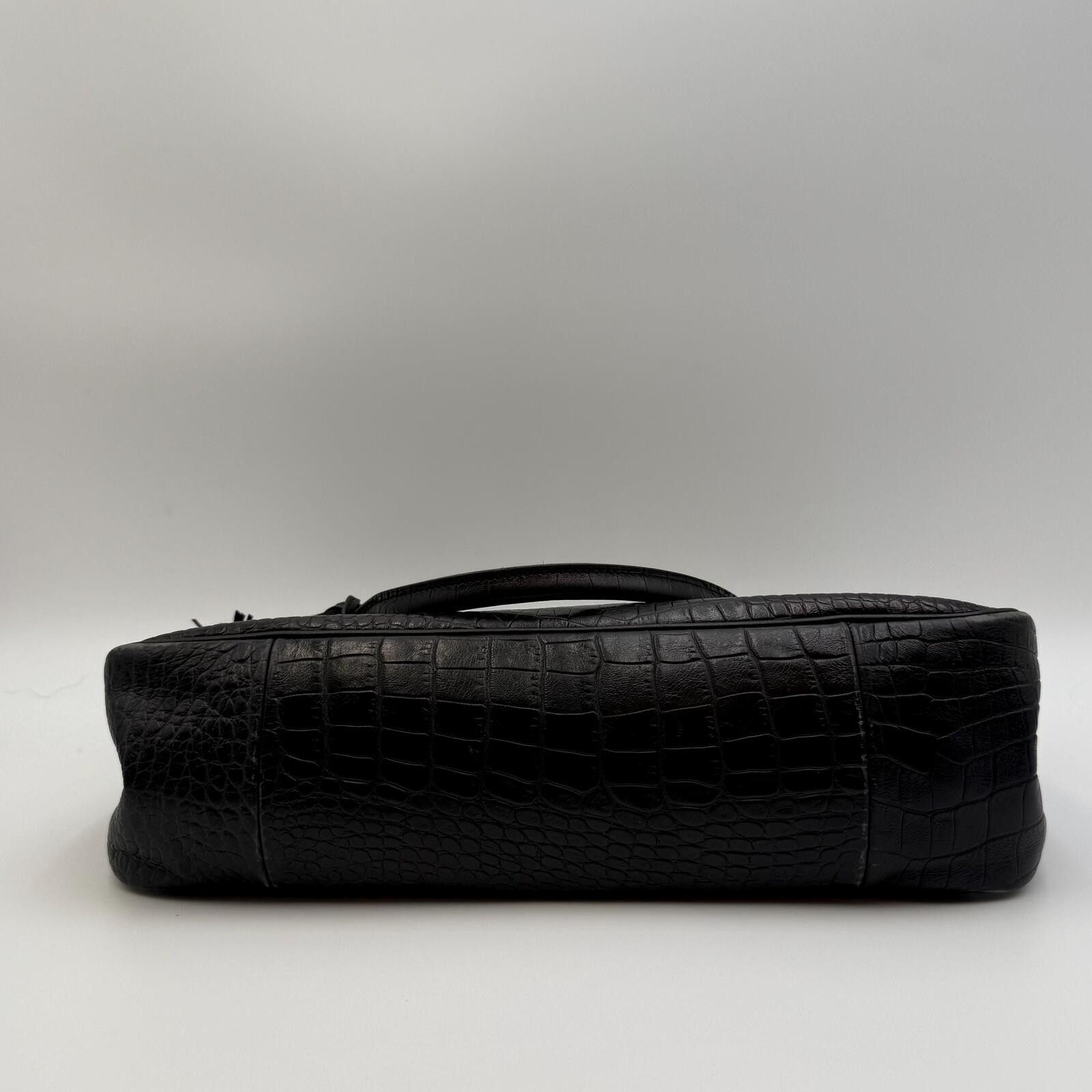Longchamp Longchamp Black Crocodile Embossed Roseau Tote Size ONE SIZE - 5 Thumbnail