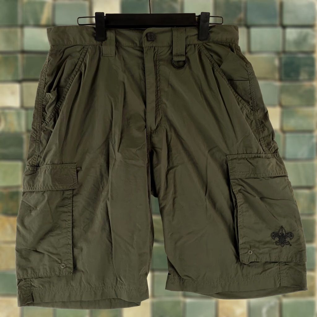 Vintage Boy Scouts of America Cargo Shorts Supplex Nylon Green Mens S Cargo Shorts 32 Actual Greens Mens Size US 29 - 1 Thumbnail