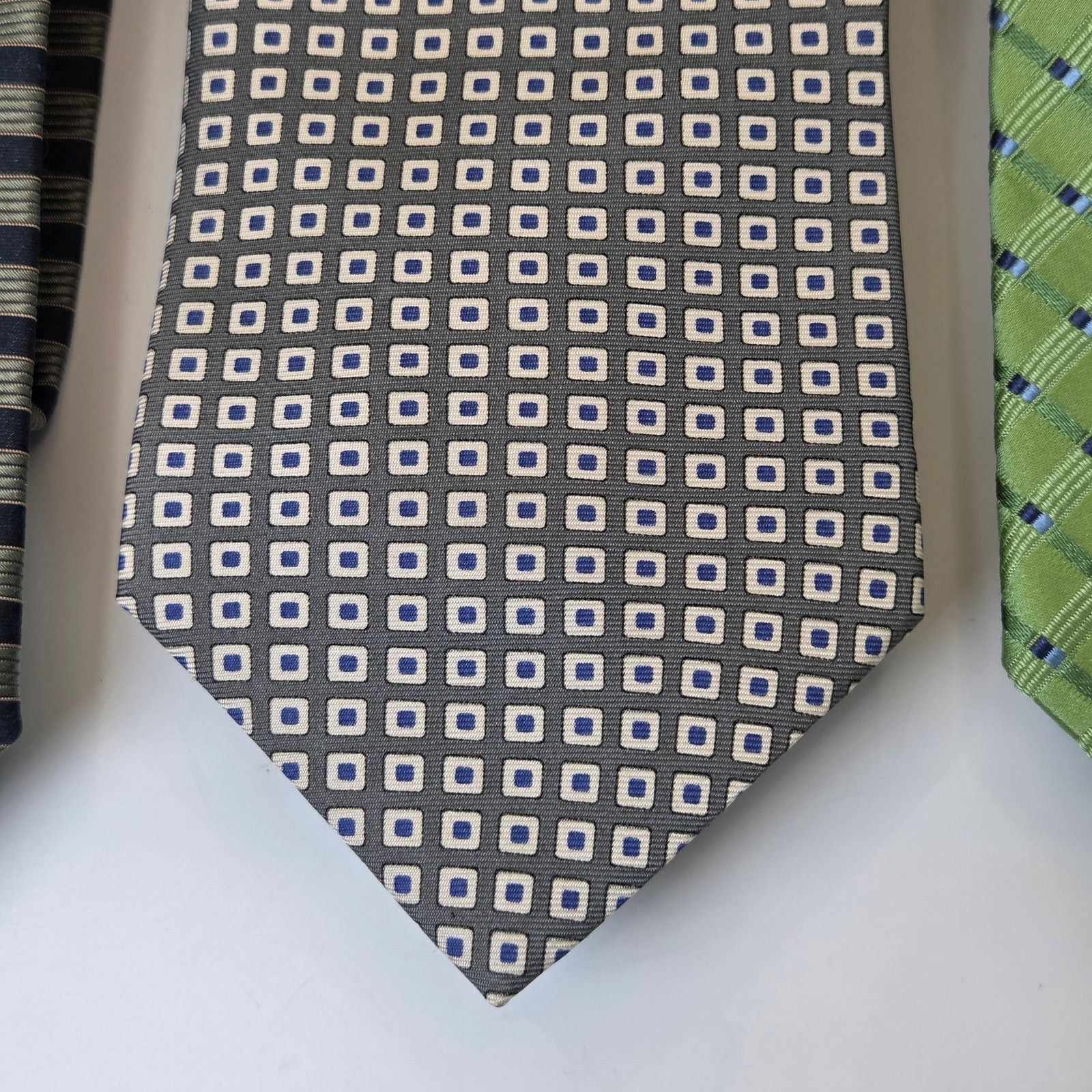 Tommy Hilfiger Tommy Hilfiger Silk Tie Lot Green Blue 3.75 USA Contrast Tip Size ONE SIZE - 4 Thumbnail