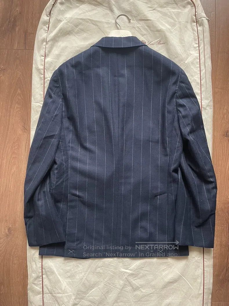 Brunello Cucinelli Brunello Cucinelli Men's Chalk Stripe Single Breasted Suit Size 50L - 4 Thumbnail