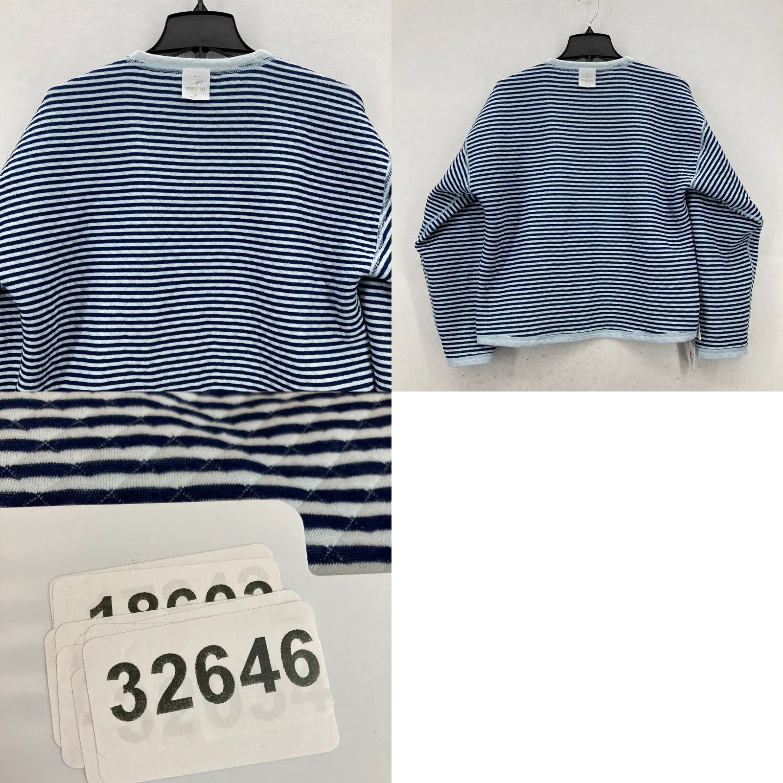 J.Crew J.CREW Reversible Quilted Pullover Sweatshirt Women’s Large Blue Striped Cozy Size L / US 10 / IT 46 - 10 Thumbnail