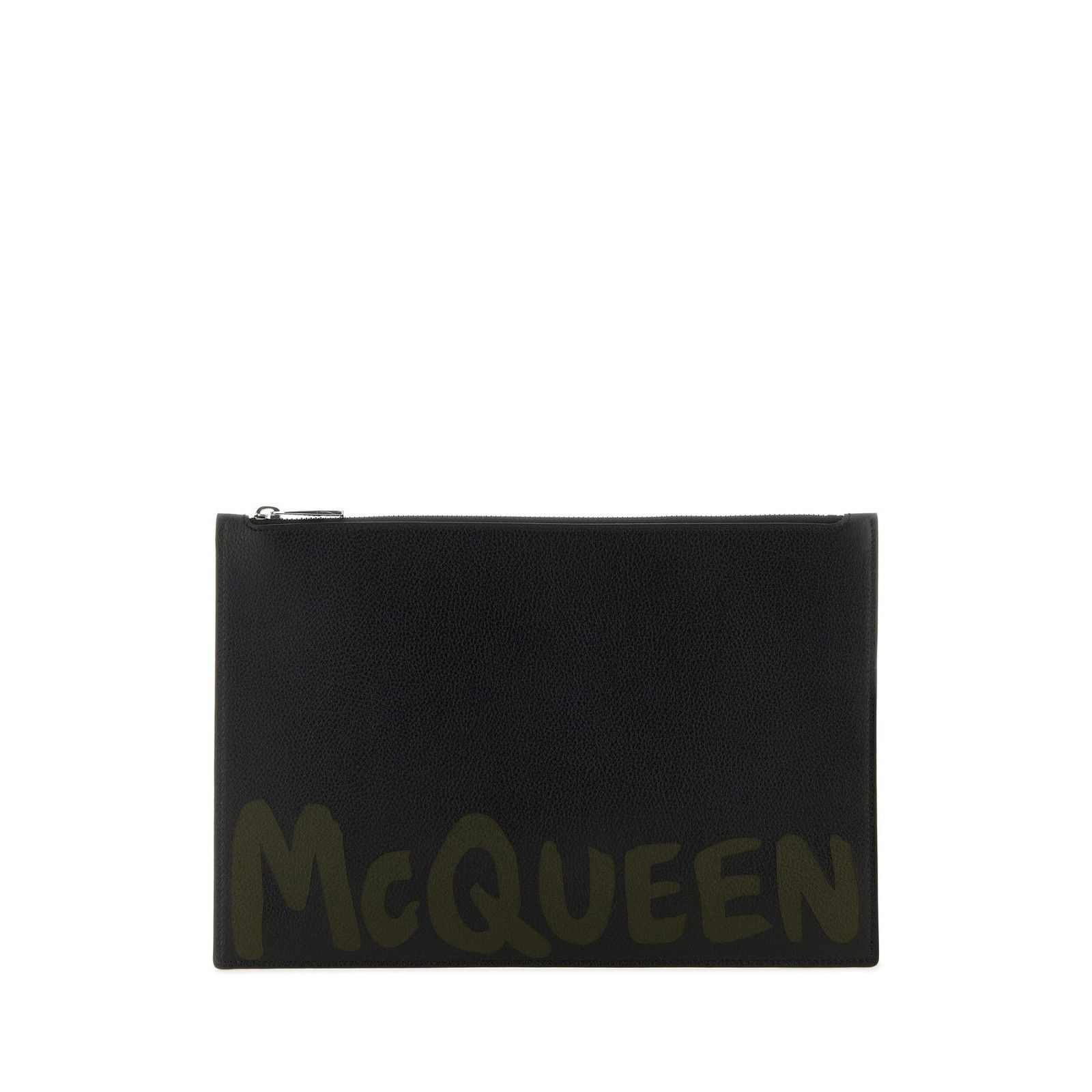 ALEXANDER MCQUEEN Black Leather Clutch Bag New & Authentic