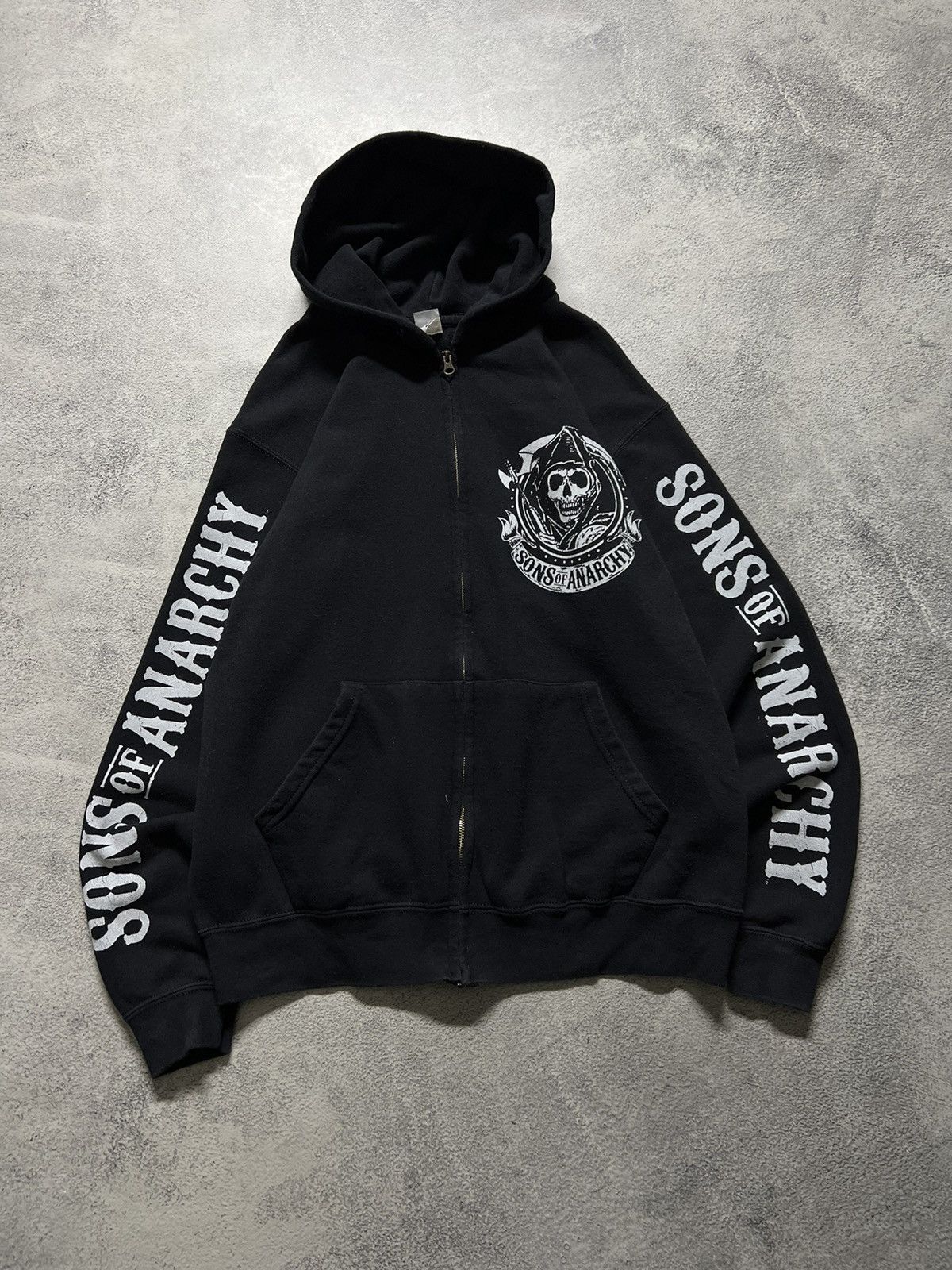 Band Tees × Vintage Vintage Y2k Sons Of Anarchy All Over Print Zip Up Hoodie 00s Size US M / EU 48-50 / 2 - 6 Thumbnail