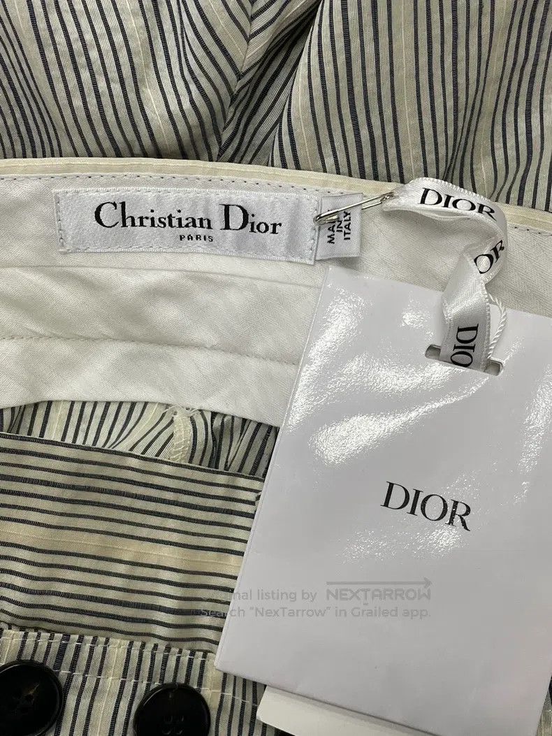 Dior Dior Waist button grey and white striped wide-leg trousers Size 42" / US 20 - 4 Thumbnail