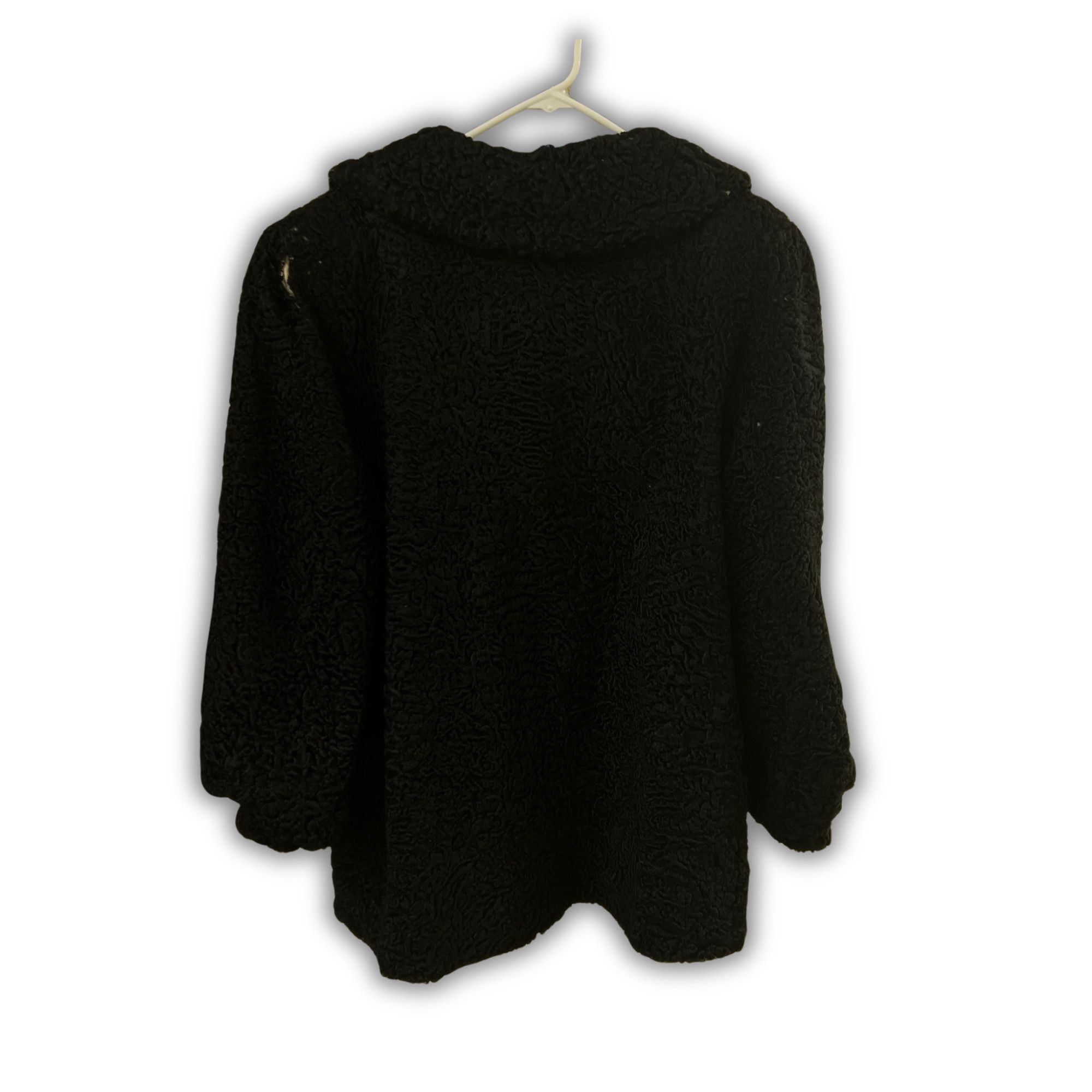 Other Black Curly Faux Fur Coat With Hood & Satin Lining - Womens Size M / US 6-8 / IT 42-44 - 3 Thumbnail