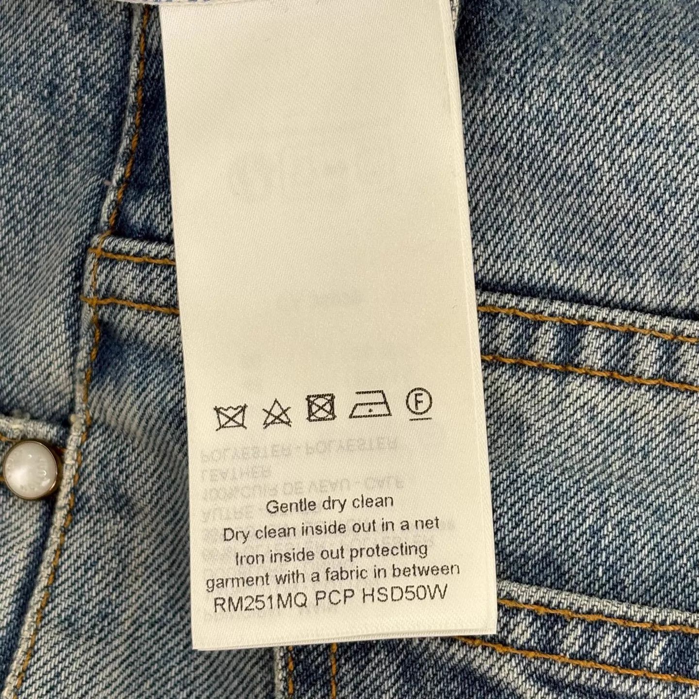 Louis Vuitton Louis Vuitton Blue Denim Jeans with Pearl Buttons Size 29 Size 29" - 4 Thumbnail