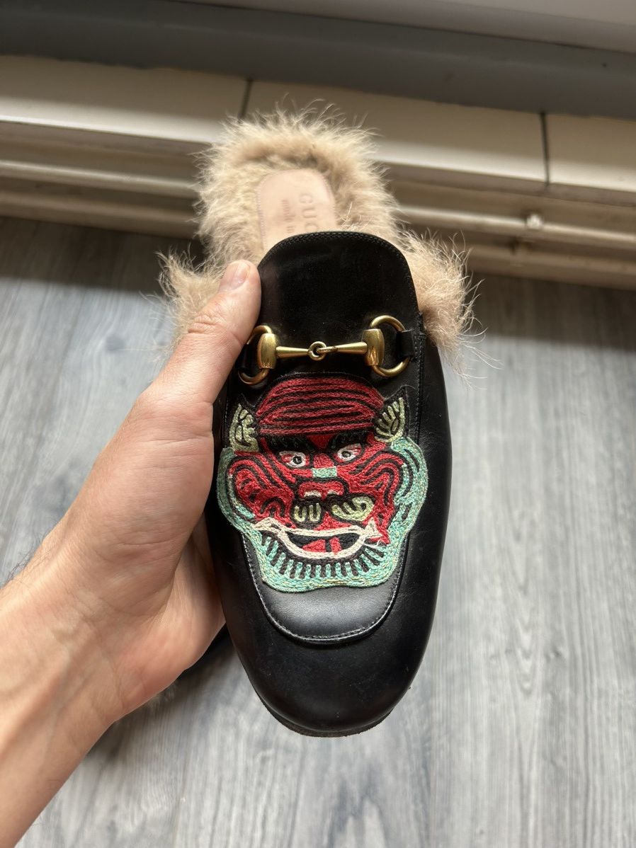 Gucci Rainbow UFO & Demon Embroidery Princetown Mules Size US 7.5 / EU 40-41 - 7 Thumbnail