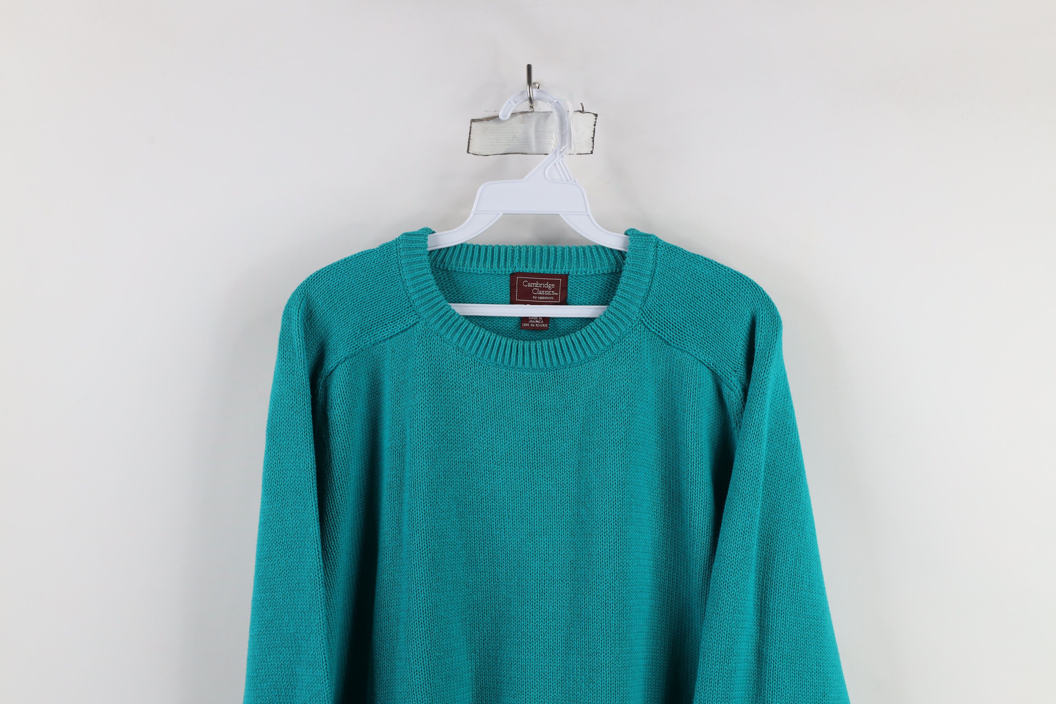 Vintage Vintage 90s Streetwear Cotton Knit Crewneck Sweater Teal Size US XL / EU 56 / 4 - 2 Thumbnail