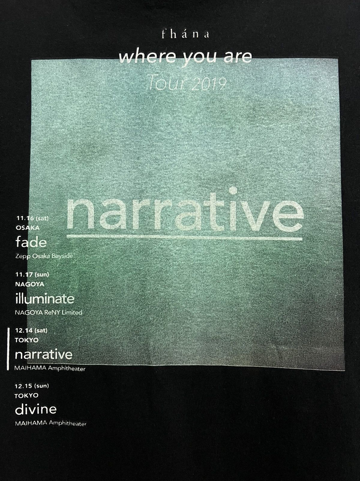 Band Tees Fhana Where You Are Tour 2019 Tee Black Japan “narrative” L Size US L / EU 52-54 / 3 - 14 Thumbnail