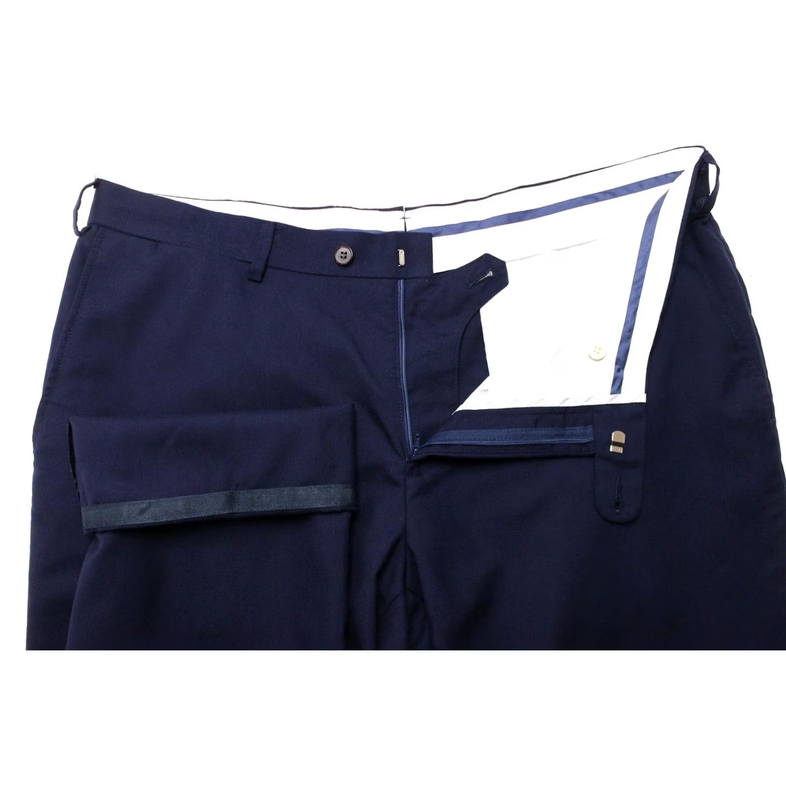 Suitsupply SUITSUPPLY Brescia Turn Up Trousers Men's Wool Tapered Dark Blue UK 46S W39 Size US 30 / EU 46 - 4 Thumbnail