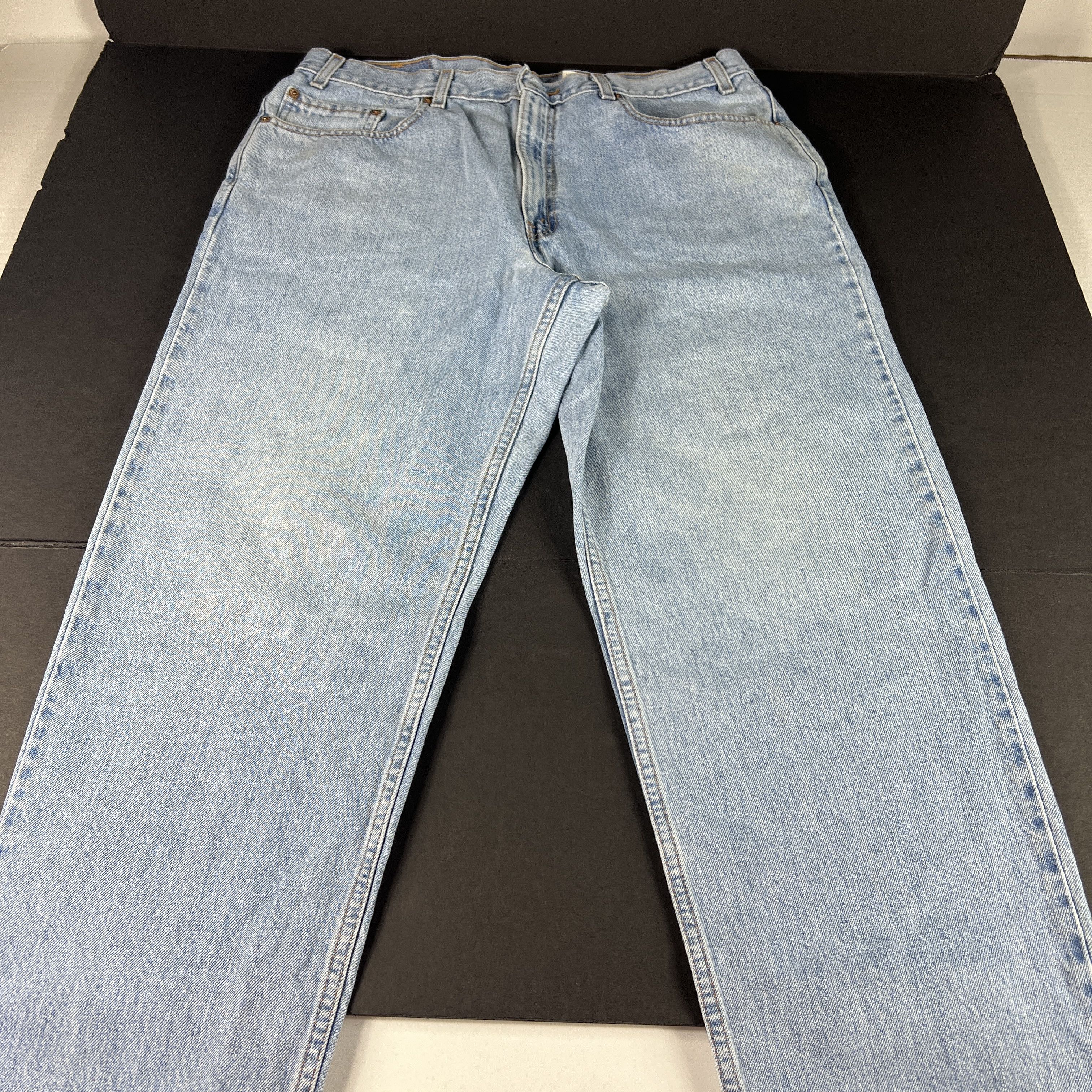 Levi's × Vintage VTG 90s Levi's Jeans 550 Relaxed Light Blue Faded Denim Size US 37 - 1 Thumbnail