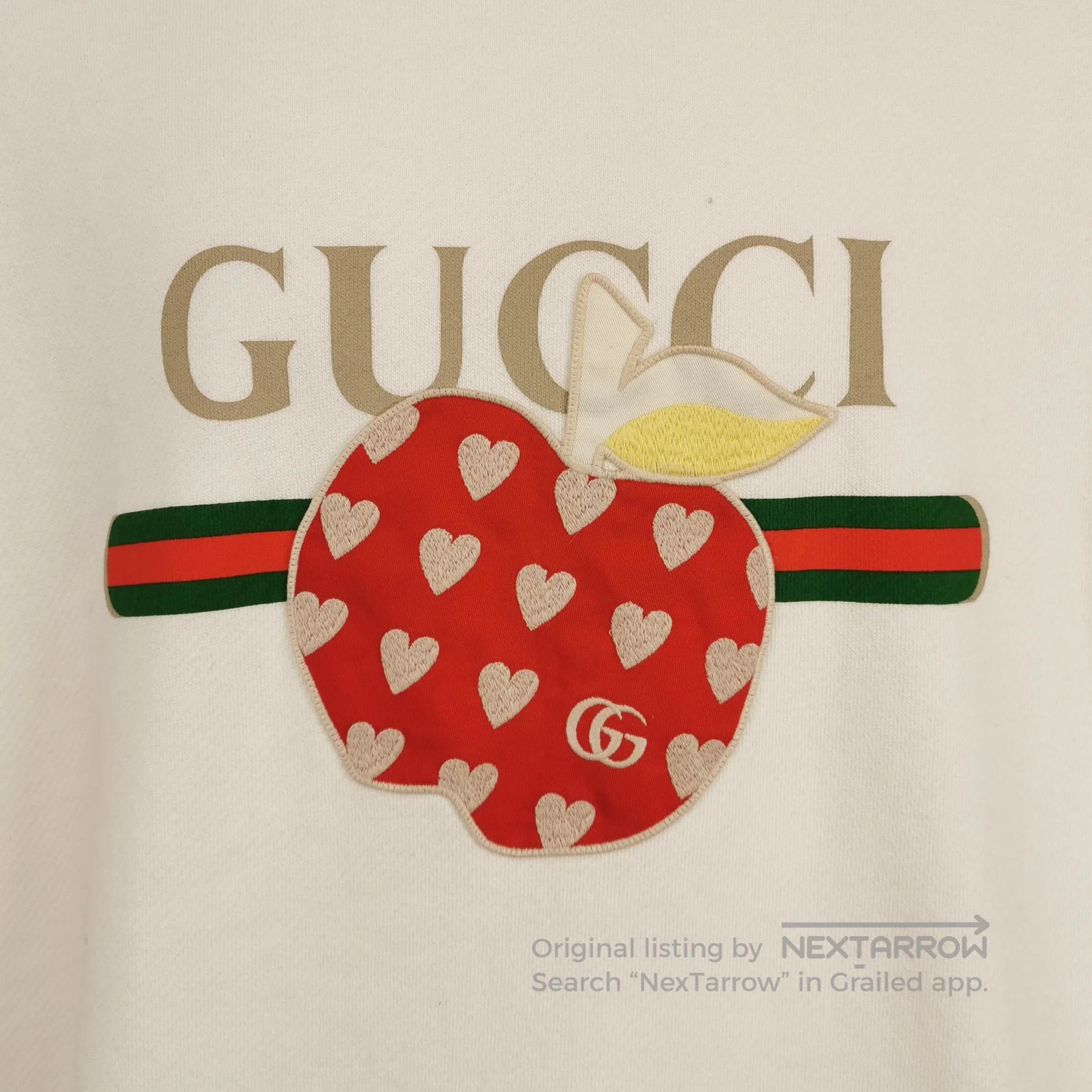 Gucci Gucci Cream Sweatshirt with Red Apple & Logo. Size US XXL / EU 58 / 5 - 2 Thumbnail