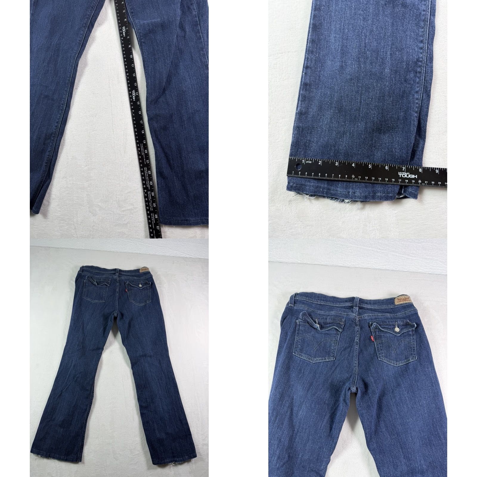 Levi's VINTAGE Levi’s 515 Jeans Bootcut Women Size 8 Regular Distressed Dark Blue Pockets 29x32 Mens/ Womens Size 30" / US 8 / IT 44 - 8 Thumbnail