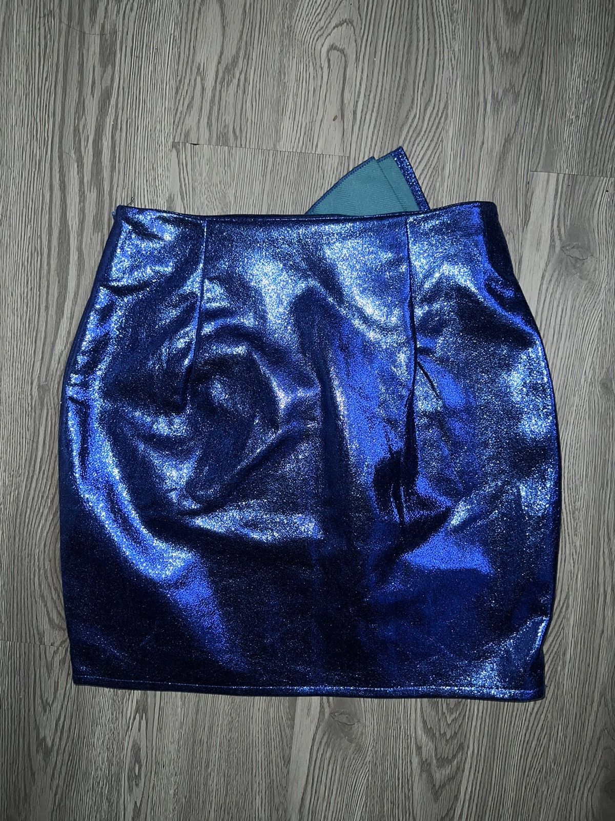 Saint Laurent Paris Missguided blue metallic mini skirt 💙✨ Size 26" / US 2 / IT 38 - 8 Thumbnail