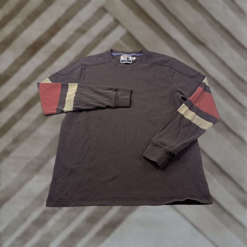 CO Guideboat Co Crew Neck Long Sleeve Shirt Mens M Striped Gray Cotton T-Shirt Classic Outdoor Logo Size US M / EU 48-50 / 2 - 1 Thumbnail