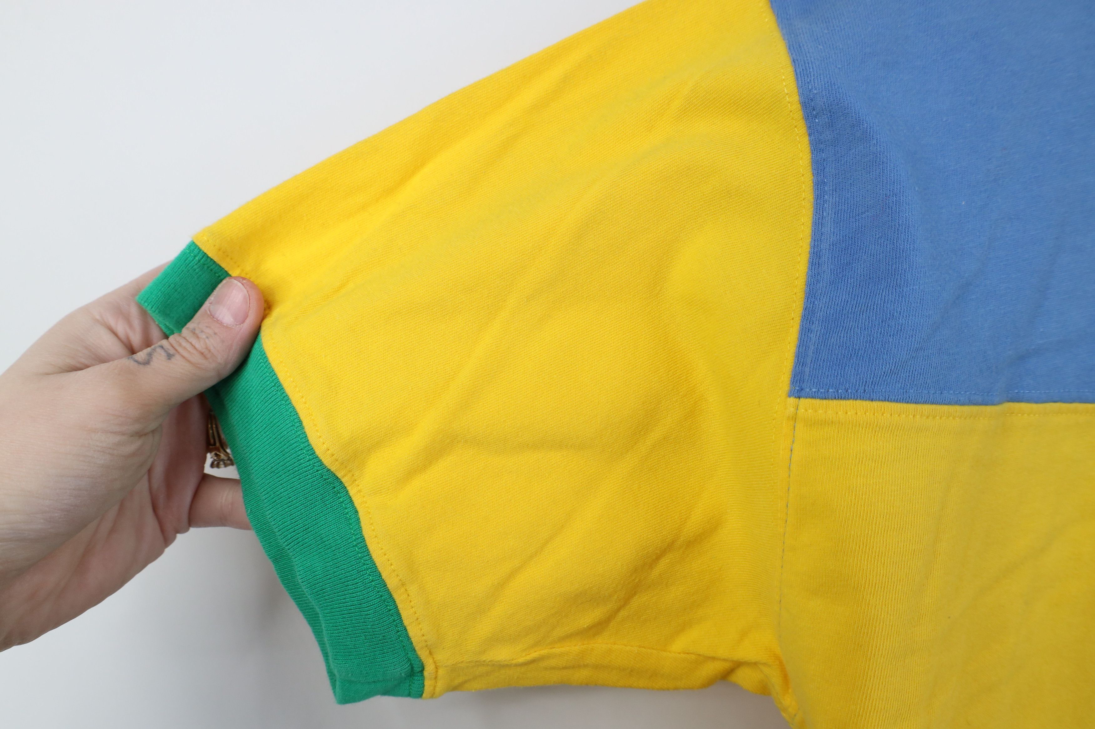 Vintage 90s Streetwear Color Block Ringer T-Shirt Cotton