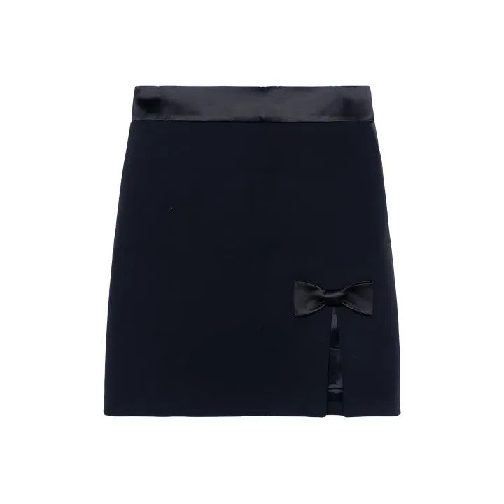 Miu Miu Miu Miu FW21 Side Bow Mini Skirt 0079 Size 40" / US 18 - 1 Thumbnail