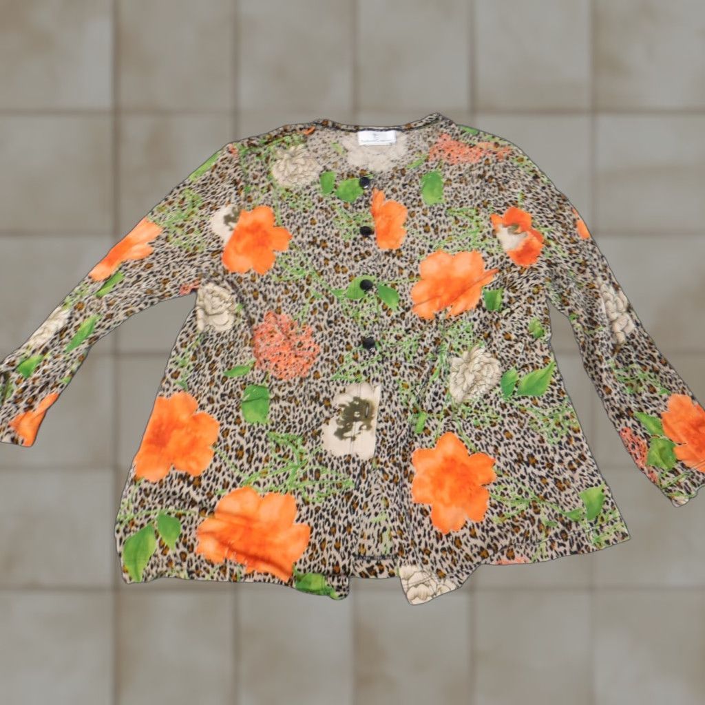 Vintage **The Travel Collection Large Brown Flowered Blouse** User: The Travel Collection Women's Large Brown Flowered Blouse Size L / US 10 / IT 46 - 1 Thumbnail