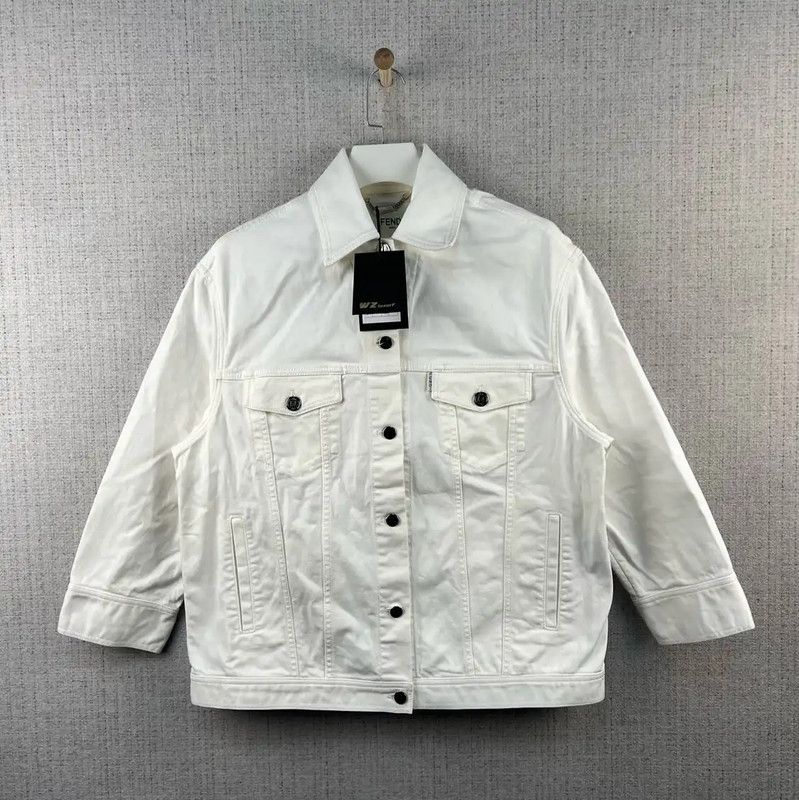 Fendi Fendi White Cotton Logo Men's Jacket 0089 Size US L / EU 52-54 / 3 - 1 Thumbnail