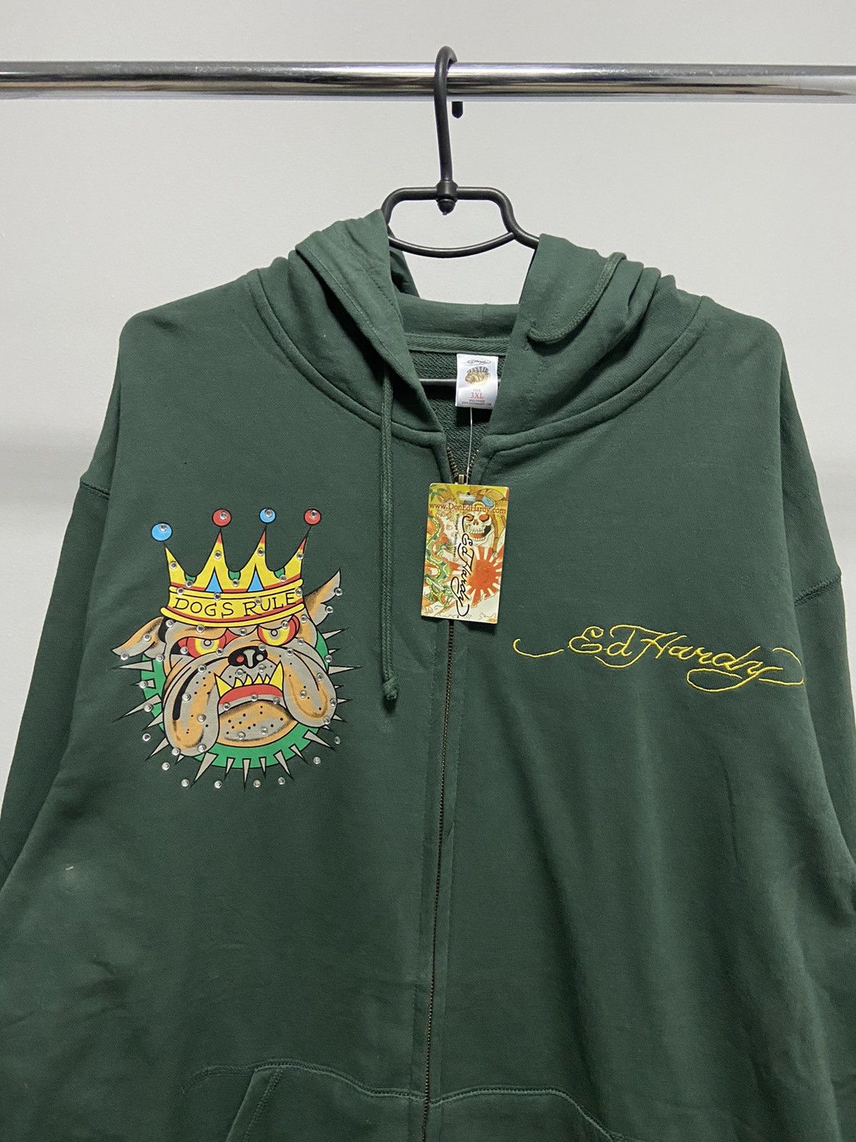 Ed Hardy × Vintage Ed Hardy Bullldog Dogs Rule Hoodie Big Logo Vintage Size US XXL / EU 58 / 5 - 3 Thumbnail