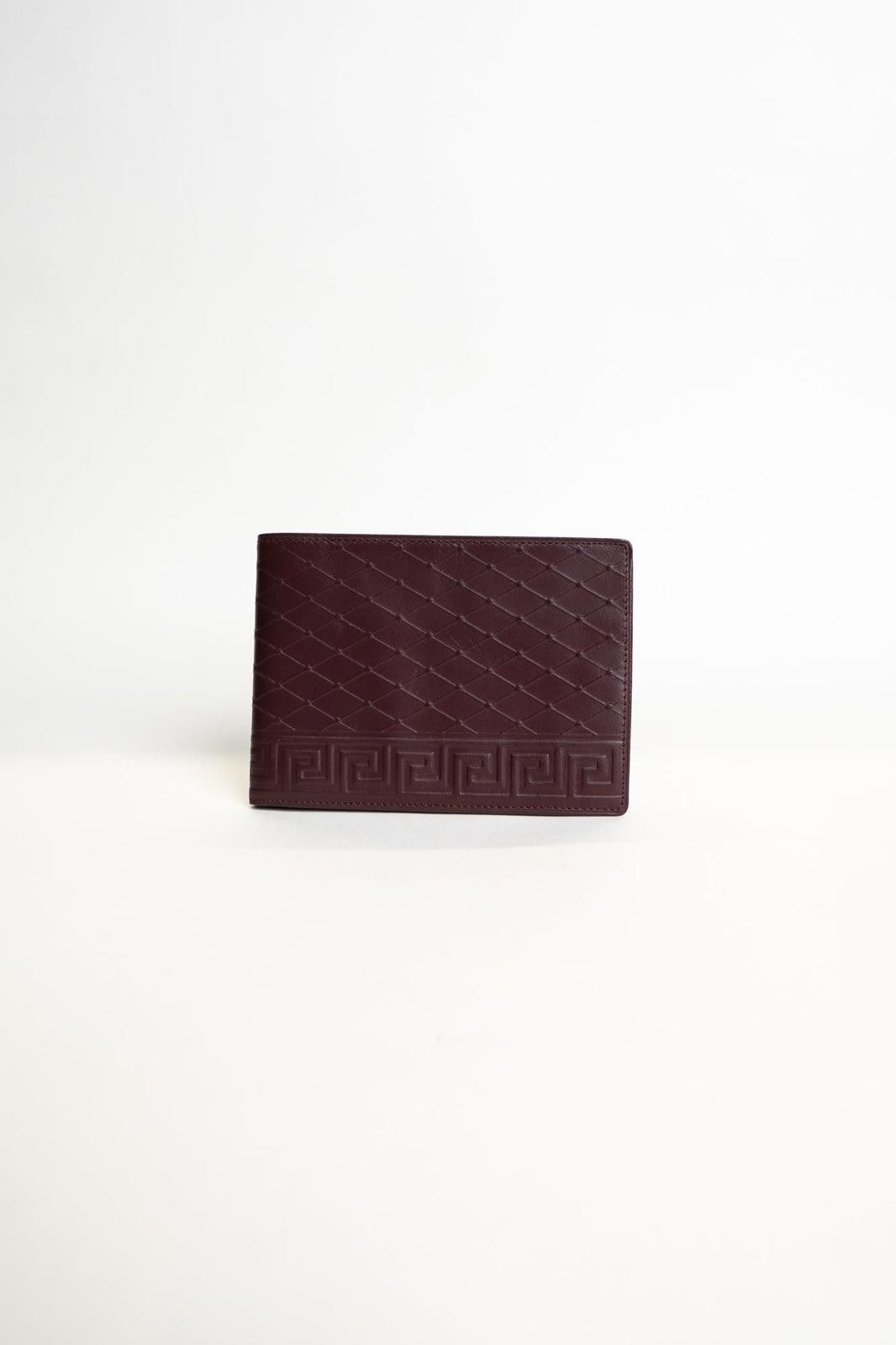Other 90's Gianni Versace Greek Key Brown Leather Bi-Fold Wallet Size ONE SIZE - 1 Thumbnail