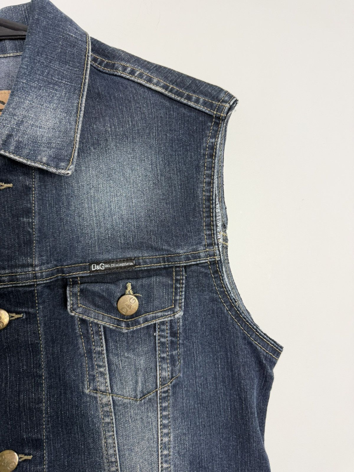 Dolce & Gabbana Dolce & Gabbana Vintage 90's Diamond Sleeveless Denim Jacket Size S / US 4 / IT 40 - 5 Thumbnail
