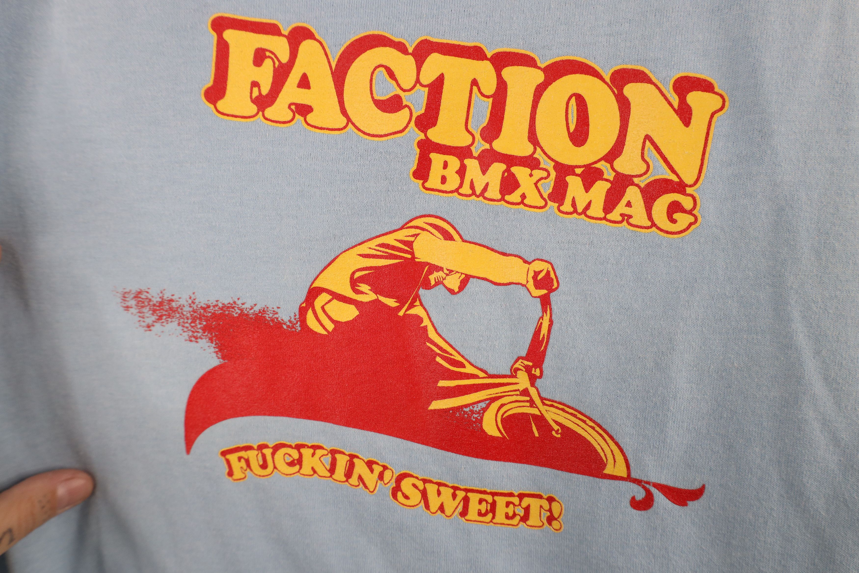 Vintage Vintage 90s Y2K BMX Mag F*ckin Sweet T-Shirt Light Blue Size US M / EU 48-50 / 2 - 4 Thumbnail