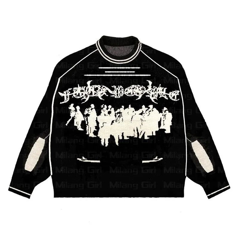 Japanese Brand × Vintage Mens Retro Design Pullover Knitwear Size US M / EU 48-50 / 2 - 1 Thumbnail