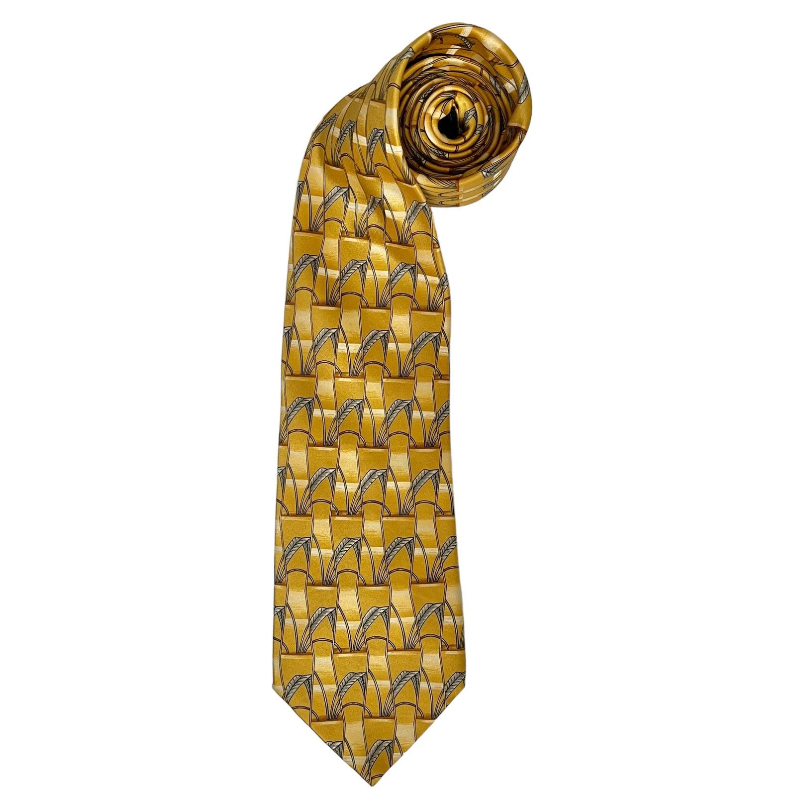 Lanvin Lanvin Paris Golden Yellow Geometric Pattern Print Silk Tie Size ONE SIZE - 10 Thumbnail