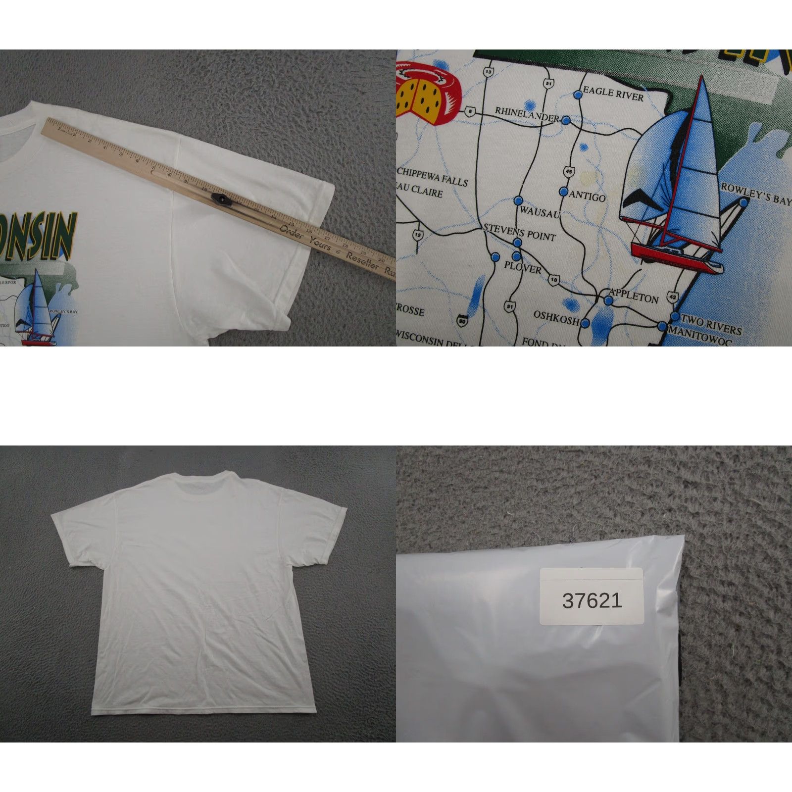 Delta VINTAGE Wisconsin State Map Cheese Graphic T-Shirt Mens XL White 90s 1990-1999 Delta Shirt Mens XL 90s Wisconsin Map Cheese Graphic T-Shirt Size US XL / EU 56 / 4 - 8 Thumbnail