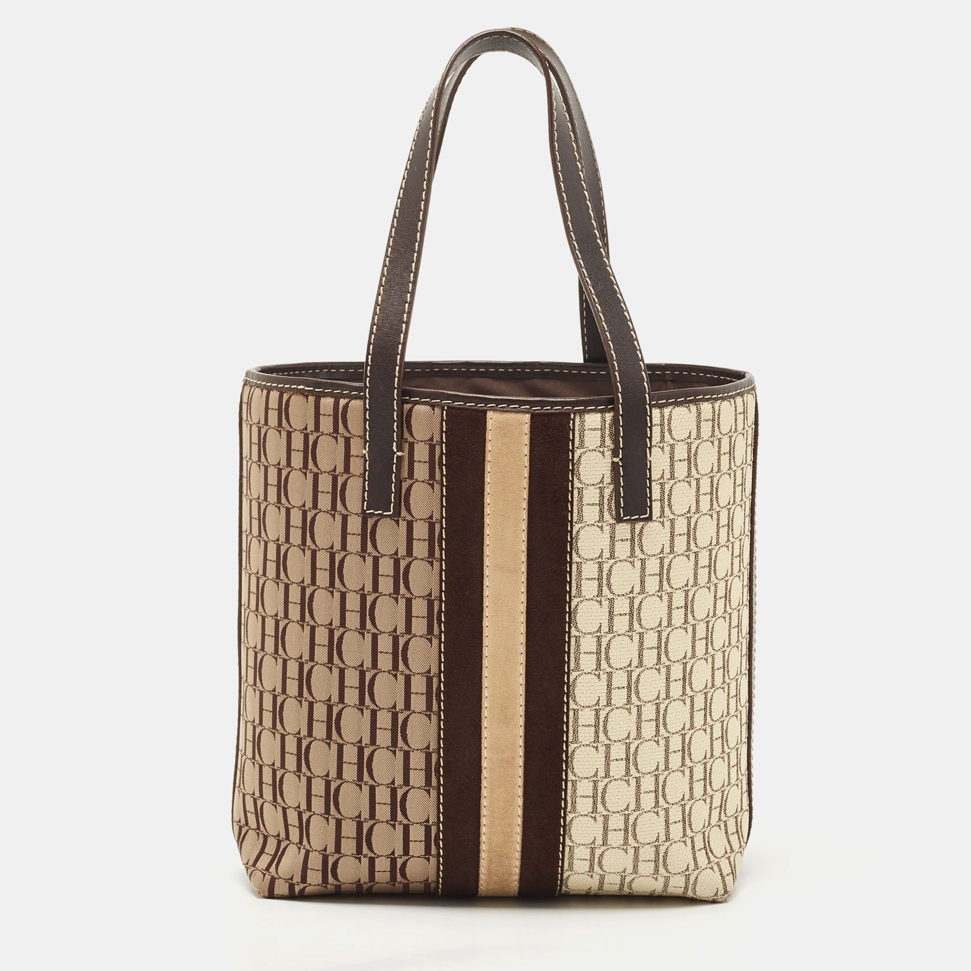 Carolina Herrera CAROLINA HERRERA Brown/Beige Monogram Canvas and