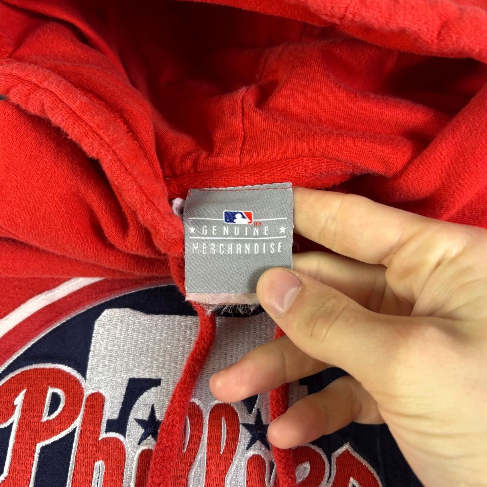 MLB VINTAGE Phillies Hoodie Mens XL Red Embroidered Liberty Bell Pullover MLB Authentic Baseball Graphic Print Size US XL / EU 56 / 4 - 5 Thumbnail