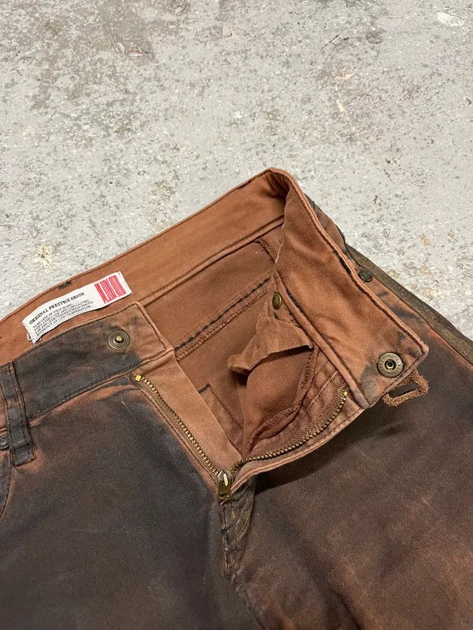 Vintage Plein Sud Waxed Burnt Copper Skinny Jeans Size 25" / US 0 / IT 36 - 8 Thumbnail