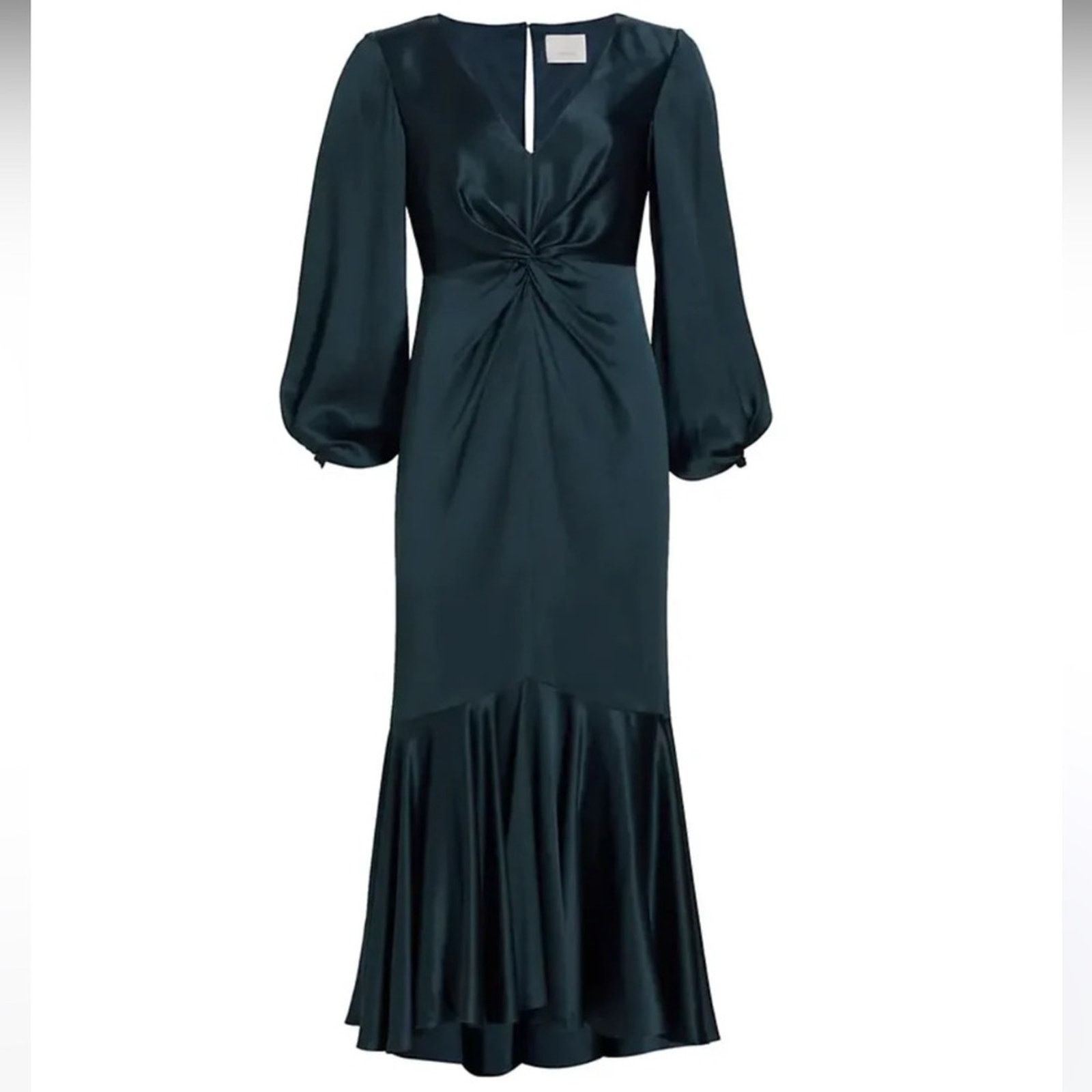 Cinq a Sept CINQ A SEPT VELDA DRESS PEACOCKBLUE SILK MIDI SIZE 0/XS Size XS / US 0-2 / IT 36-38 - 4 Thumbnail