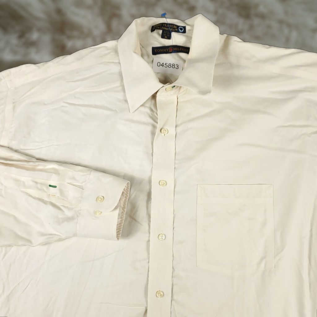 Tommy Hilfiger Tommy Hilfiger Shirt Mens XL Ivory Button-Up Long Sleeve Cotton Size US XL / EU 56 / 4 - 1 Thumbnail
