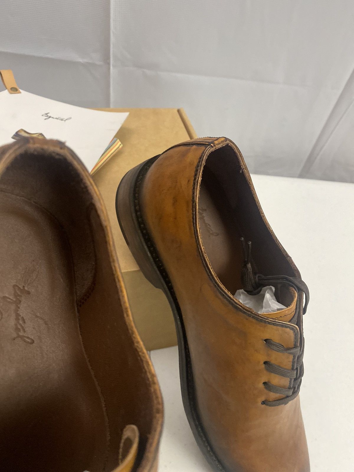 Esquivel 🇺🇸 Cognac Hand Burnish Harrison Wholecut Lace-Up NEW