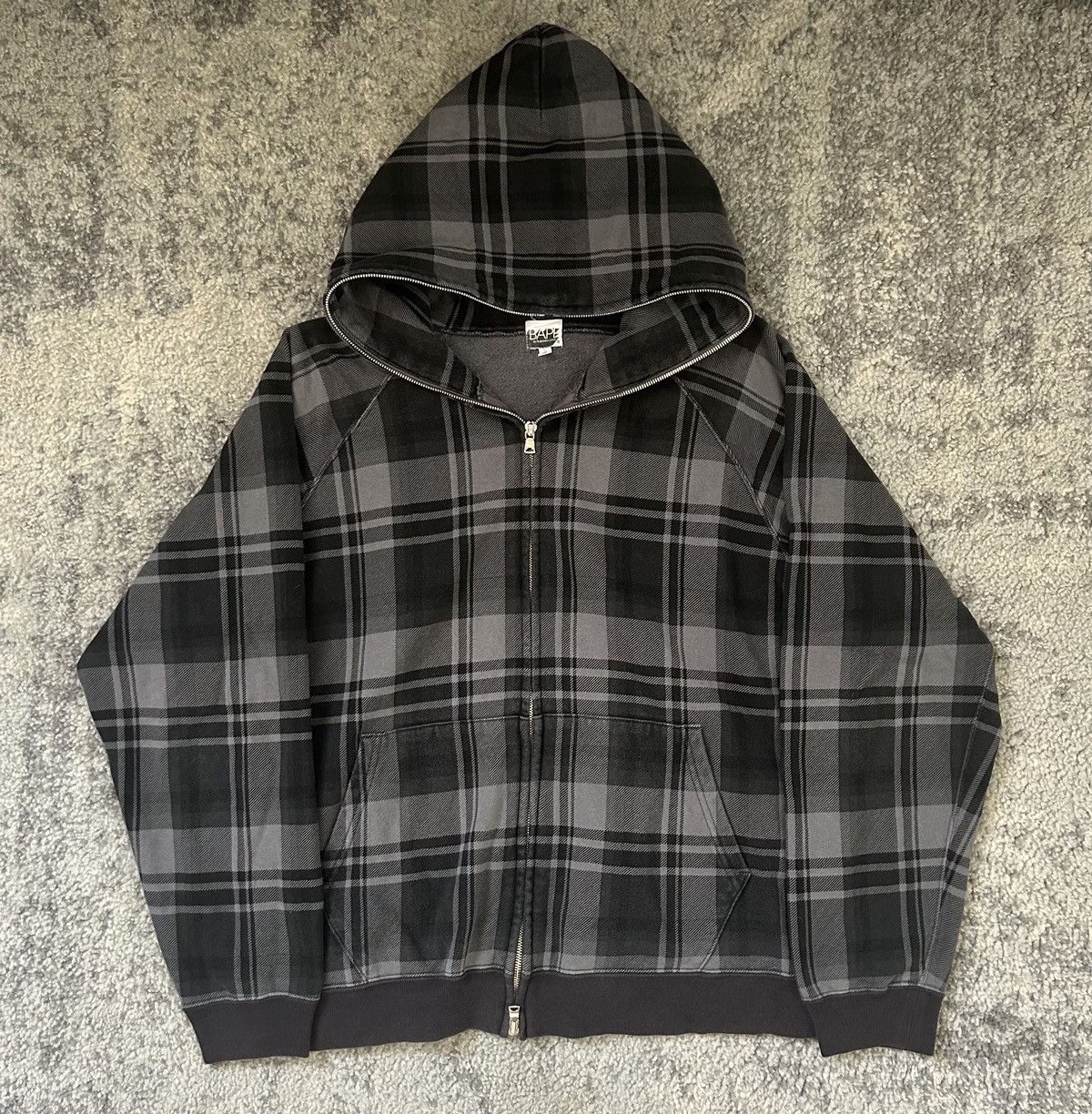 image of Bape Check Full Zip Hoodie in Black, Men's (Size Medium)
