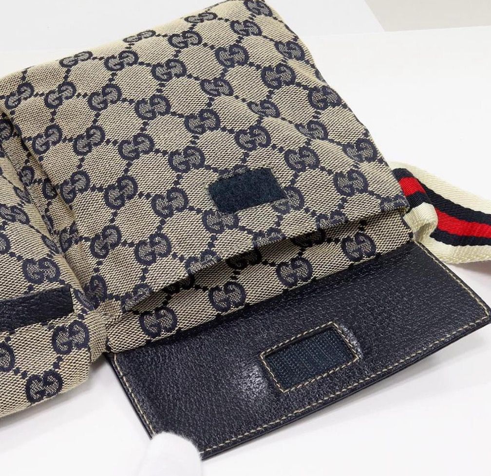 Gucci Authentic GUCCI BLUE GG Canvas lined pocket Belt bag Size ONE SIZE - 8 Thumbnail