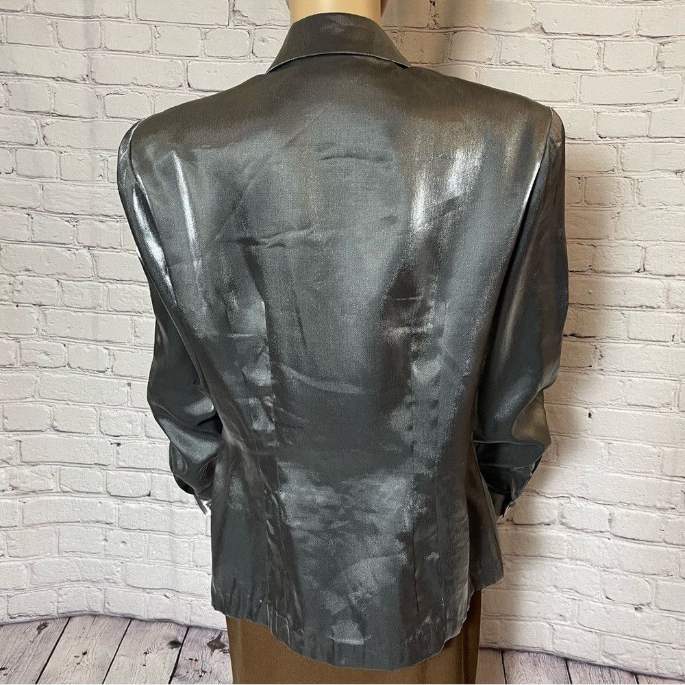 Other Vintage Carlisle Silver Silk Blend Long Sleeve Blouse Size Size XL / US 12-14 / IT 48-50 - 5 Thumbnail