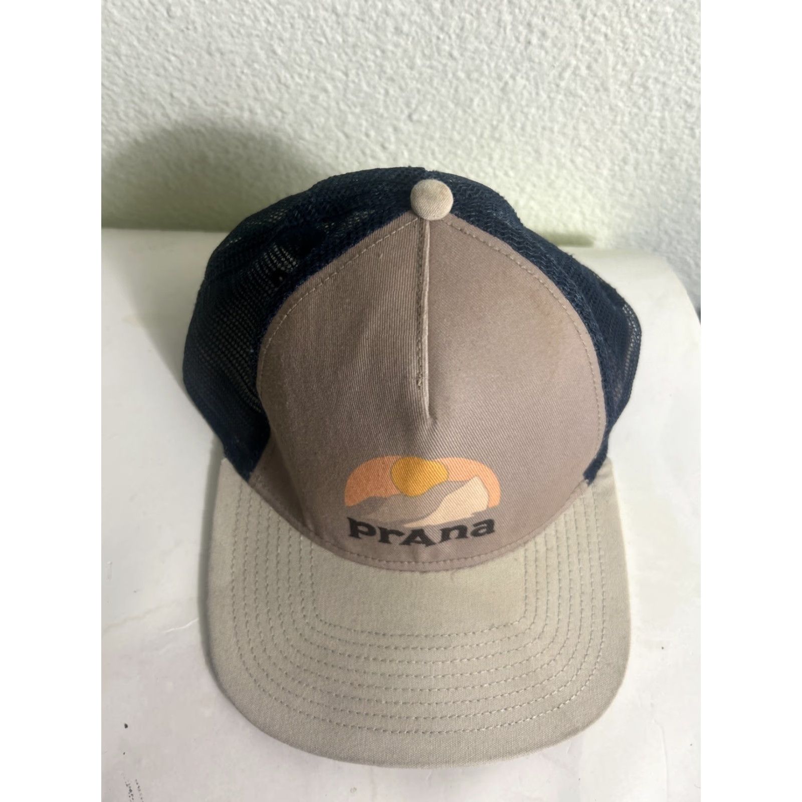 Prana prAna Hat Men’s Trucker Beige & Blue Snap Back Lower Pines Series Outdoor Multicolor One Size Mens Size ONE SIZE - 5 Thumbnail