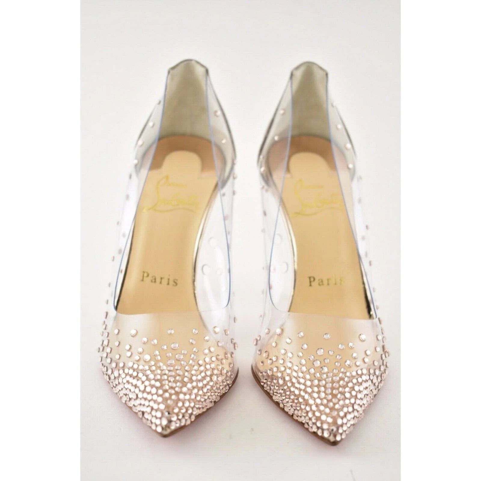 Christian Louboutin Degrastrass PVC 100 Pink Courtisane Glitter Heel Pump 35.5 Size US 5.5 / IT 35.5 - 5 Thumbnail