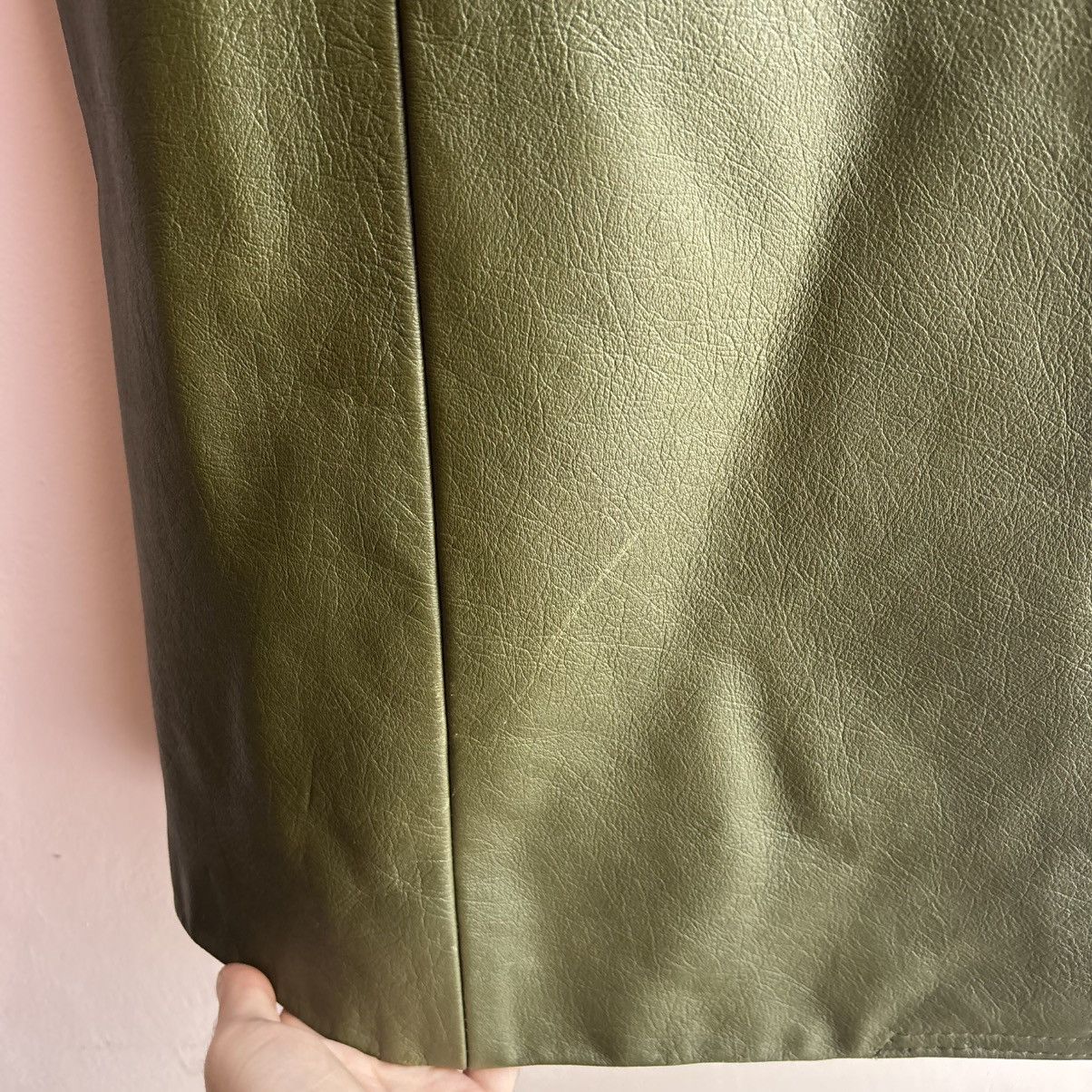 Vintage Vintage Green Leather Trench Coat Jacket Italy Hand Made Size XS / US 0-2 / IT 36-38 - 5 Thumbnail