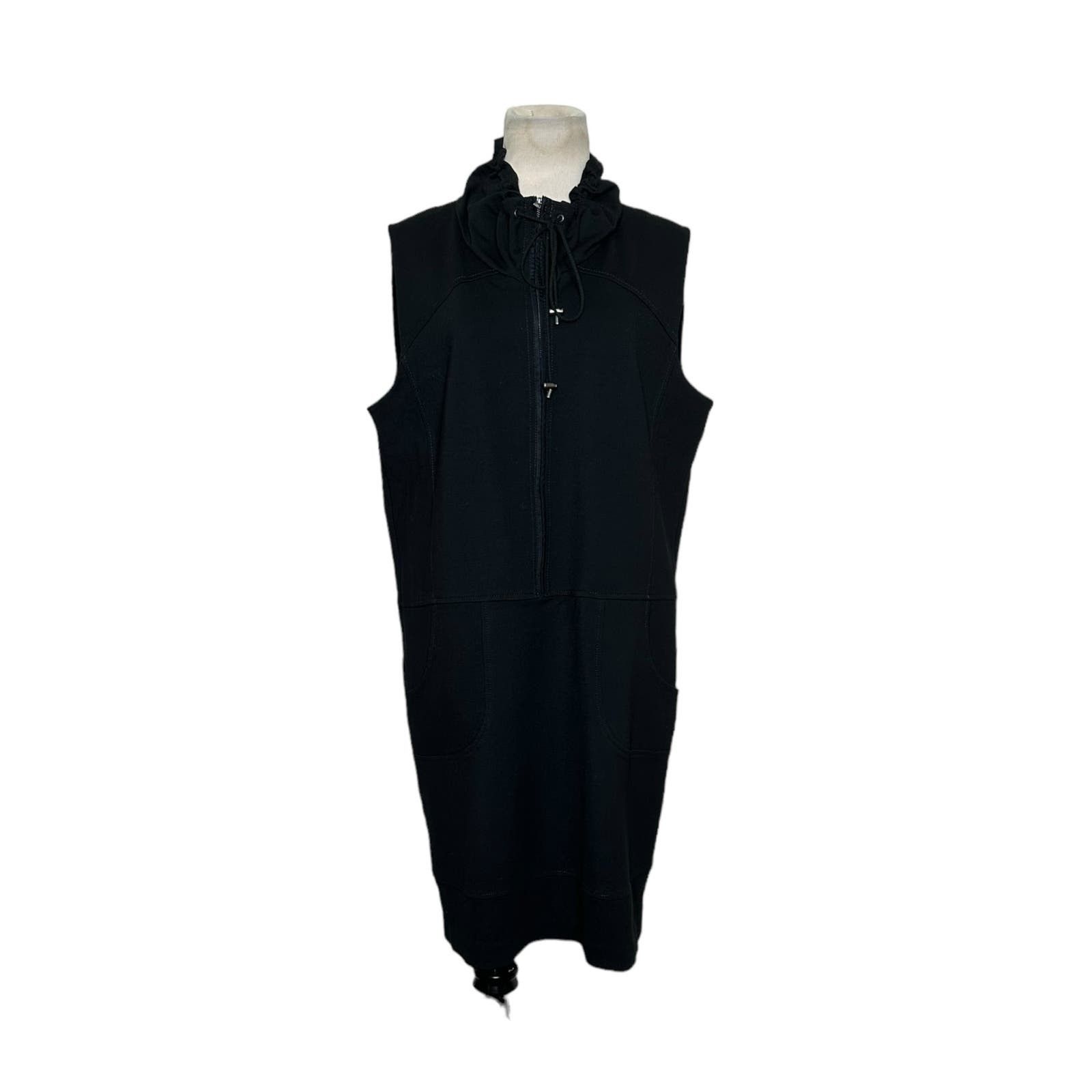 Elie Tahari black sleeveless half zipper dress size L