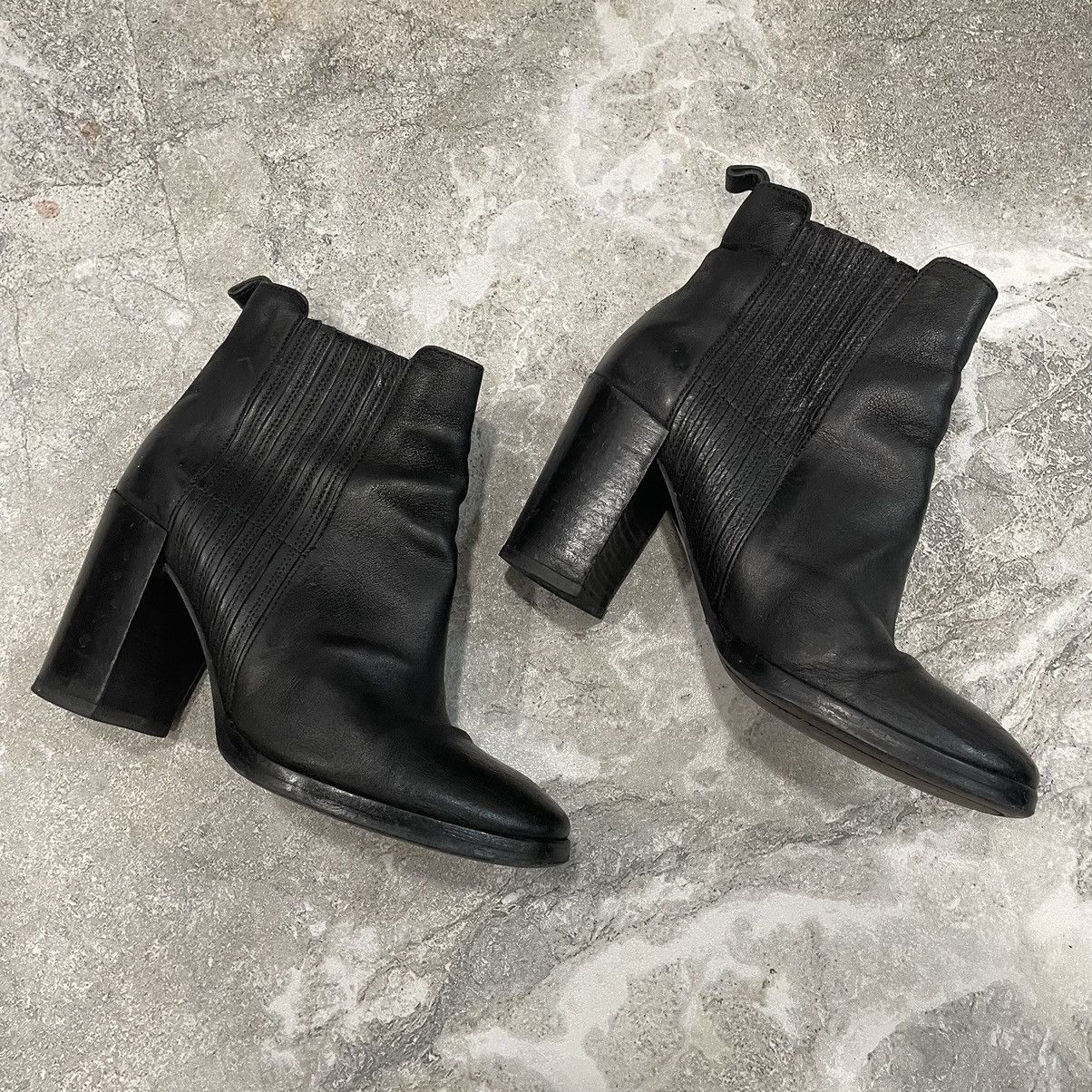 Allsaints × Japanese Brand 37 Allsaints Leather black BOOTS Cowboy western Shoes heels Size US 7 / IT 37 - 2 Thumbnail